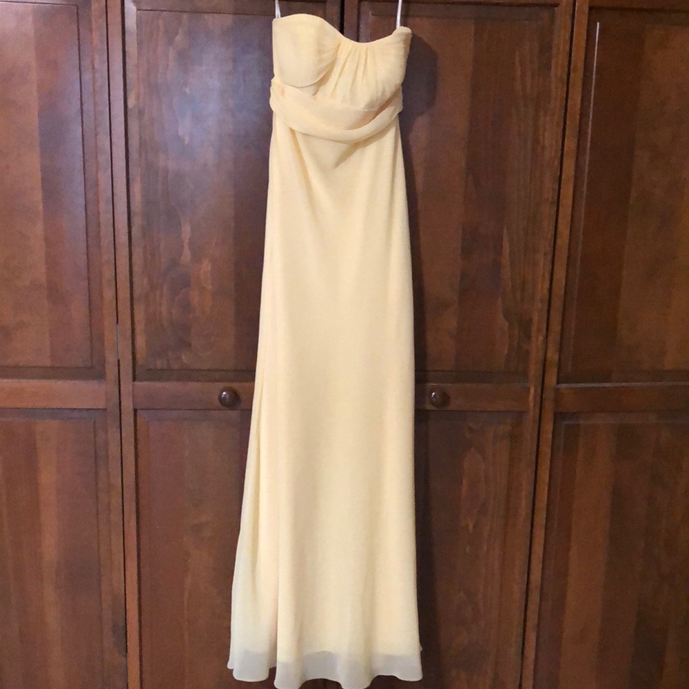 David’s Bridal strapless bridesmaid dress